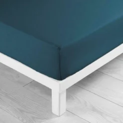 DRAP HOUSSE 140X190CM UNI 57 FILS LINA BLEU