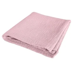 DRAP HOUSSE GAZE DE COTON 70X140CM ROSE