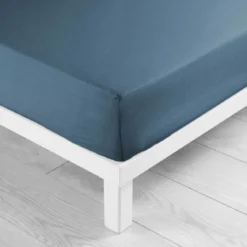 DRAP HOUSSE 2 PERSONNES 180X200CM LINA BLEU NUIT
