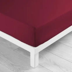 DRAP HOUSSE 2 PERSONNES 180X200CM UNI LINA BOURGOGNE