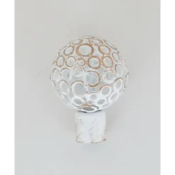 EMBOUT BOULE PERFOREE D20 X2 BLANC OR
