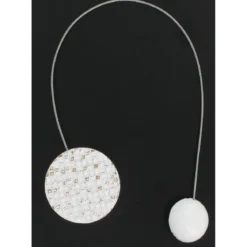 EMBRASSE METALLISEE AIMANTEE RONDE MOSAIQUE NEWPORT BLANC OR
