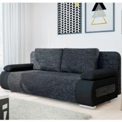 EMMA CANAPE CONVERTIBLE TISSU ANTHRACITE NOIR