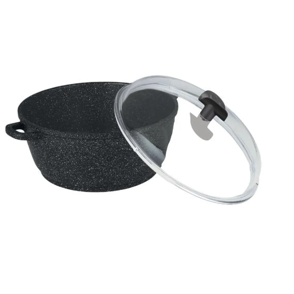 ESTIA FAITOUT 24CM FACON PIERRE AVEC COUVERCLE VERRE
