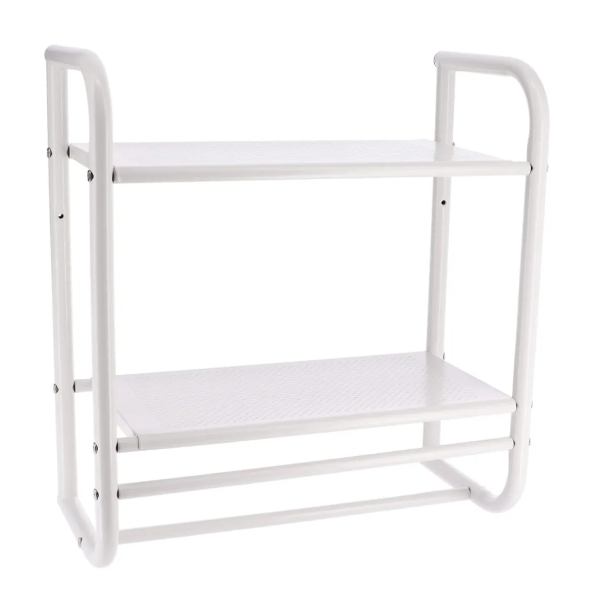 ETAGERE MURALE 2 ETAGES ET PORTE SERVIETTES 2 BARRES BLANC