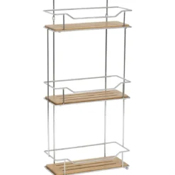 ETAGERE RECTANGULAIRE A POSER 3 NIVEAUX BAMBOU CHROME BAMBOU