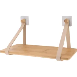 ETAGERE BAMBOU LANIERES SIMILI CUIR BEIGE BAMBOU