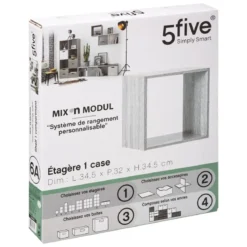 ETAGERE BOIS 1 CASE MIX GRIS