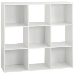 ETAGERE BOIS 9 CASES MIX BLANC