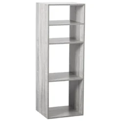 ETAGERE BOIS 4 CASES MIX GRIS