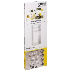 ETAGERE BOIS 2 ET 2 CASES MIX BLANC