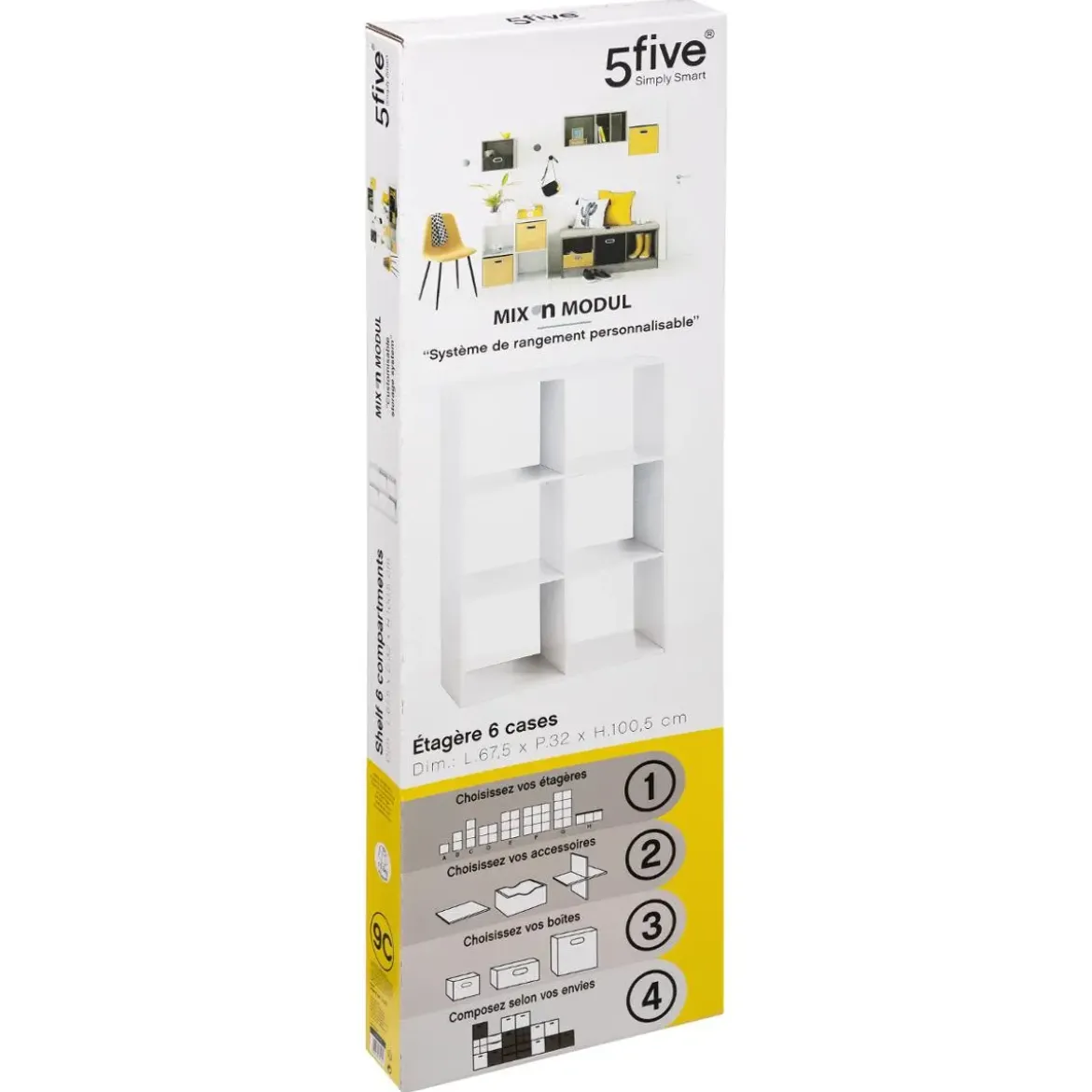 ETAGERE 6 CASES BLANC MIX