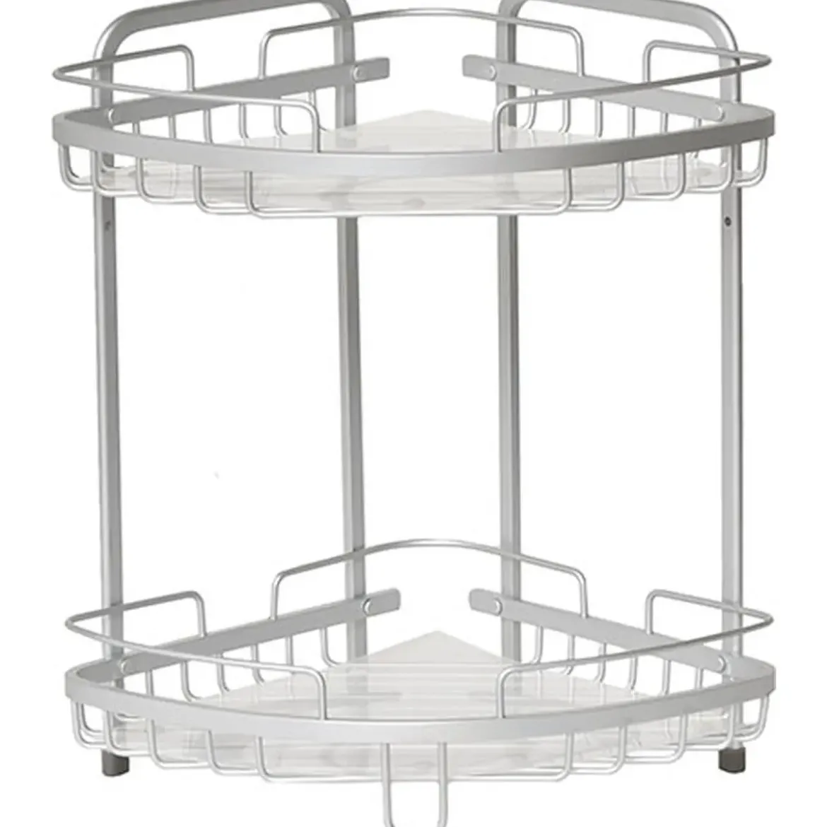ETAGERE D ANGLE FIL ALUMINIUM 2 NIVEAUX A POSER CHROME