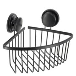 ETAGERE D ANGLE FIL ALUMINIUM VENTOUSES NOIR
