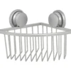 ETAGERE D ANGLE FIL ALUMINIUM SUR VENTOUSES CHROME