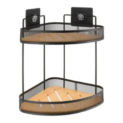 ETAGERE D ANGLE 2 NIVEAUX METAL PEINT BAMBOU 3M NOIR BAMBOU