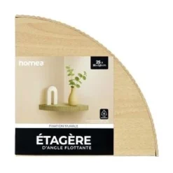 ETAGERE D ANGLE STRIEE 25X25X3.5CM COLORIS CHENE CLAIR