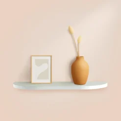 ETAGERE DESIGN NATUREL 57X19X1.8CM COLORIS BLANC