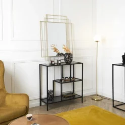 ETAGERE EDISON VERRE FUME 80X30X79.5CM