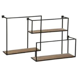 ETAGERE MURALE METAL BOIS D.86X52CM