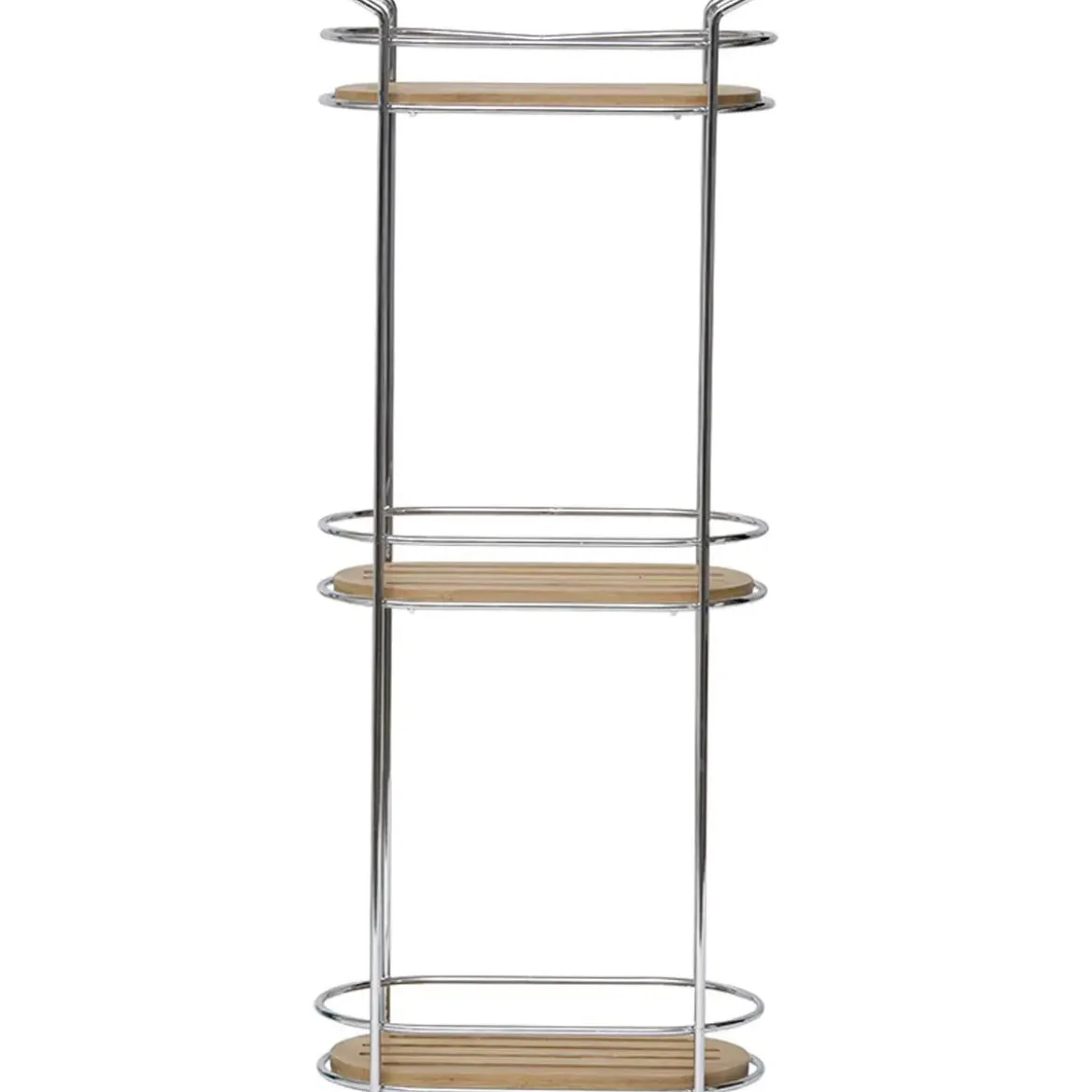 ETAGERE OVALE FIL METAL A POSER 3 NIVEAUX BAMBOU CHROME BAMB