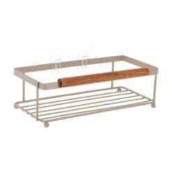 ETAGERE RECTANGLE METAL ACACIA A POSER OU A STICKER BEIGE