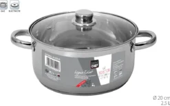 FAITOUT INOX AVEC COUVERCLE VERRE 20CM 2.5L