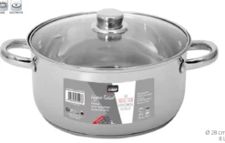 FAITOUT INOX AVEC COUVERCLE VERRE 28CM 8L