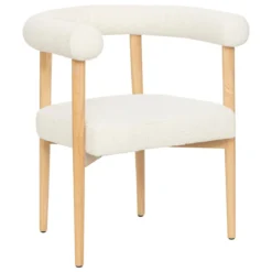 FAUTEUIL ADRIA BOIS ET BOUCLETTE BLANCHE