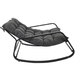 FAUTEUIL BASCULE MIAMI NOIR ET METAL 92X69X130CM