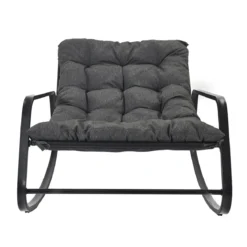 FAUTEUIL BASCULE MIAMI NOIR ET METAL 92X69X130CM