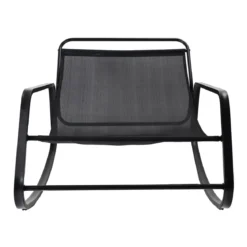 FAUTEUIL BASCULE MIAMI NOIR ET METAL 92X69X130CM