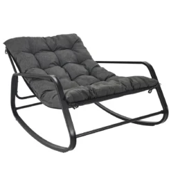 FAUTEUIL BASCULE MIAMI NOIR ET METAL 92X69X130CM