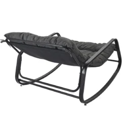 FAUTEUIL BASCULE MIAMI NOIR ET METAL 92X69X130CM
