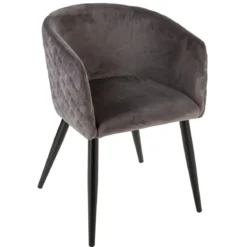 FAUTEUIL DINER VELOURS GRIS FONCE MARLO