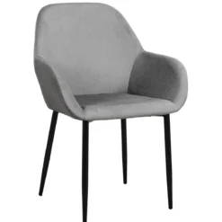 FAUTEUIL GIULIA GRIS FONCE VELOURS COTELE