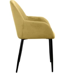 FAUTEUIL GIULIA JAUNE MOUTARDE VELOURS COTELE