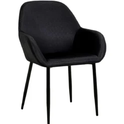 FAUTEUIL GIULIA NOIR VELOURS COTELE