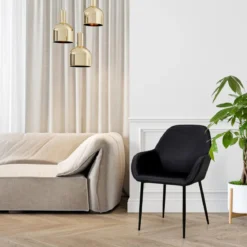 FAUTEUIL GIULIA NOIR VELOURS COTELE
