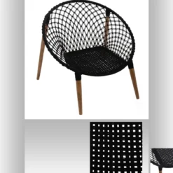 FAUTEUIL MACRAME RAINA NOIR