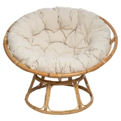 FAUTEUIL PAPASAN ROTIN SERAM BLANC