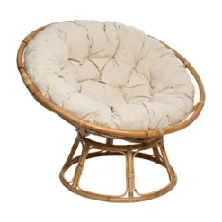 FAUTEUIL PAPASAN ROTIN SERAM BLANC