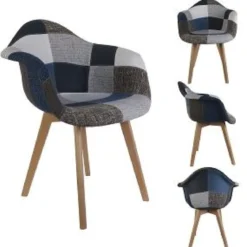 FAUTEUIL PATCHWORK BLEU GRIS
