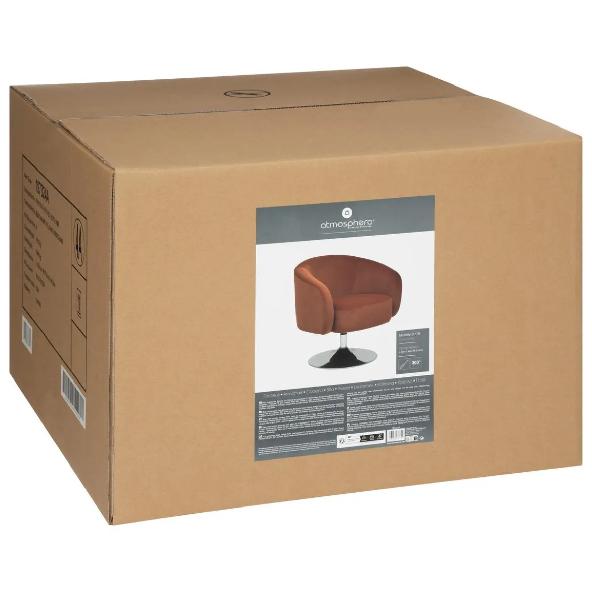 FAUTEUIL PIVOTANT VELOURS EDITH AMBRE