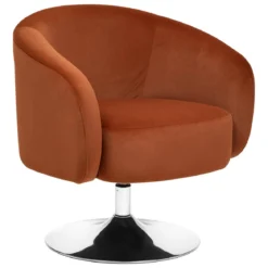 FAUTEUIL PIVOTANT VELOURS EDITH AMBRE