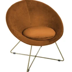 FAUTEUIL VELOURS EVAN AMBRE
