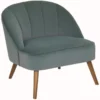 FAUTEUIL VELOURS PIED BOIS NAOVA CELADON
