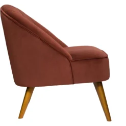 FAUTEUIL VELOURS PIED BOIS NAOVA TERRACOTTA