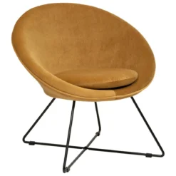 FAUTEUIL VELOURS PIED NOIR EVAN OCRE