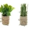 FEUILLAGE POT TOILE JUTE H16CM